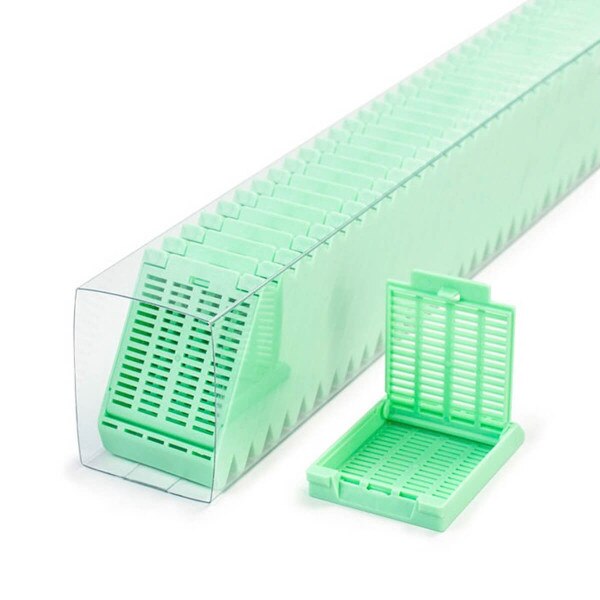 Hinged Tissue Cassette, green